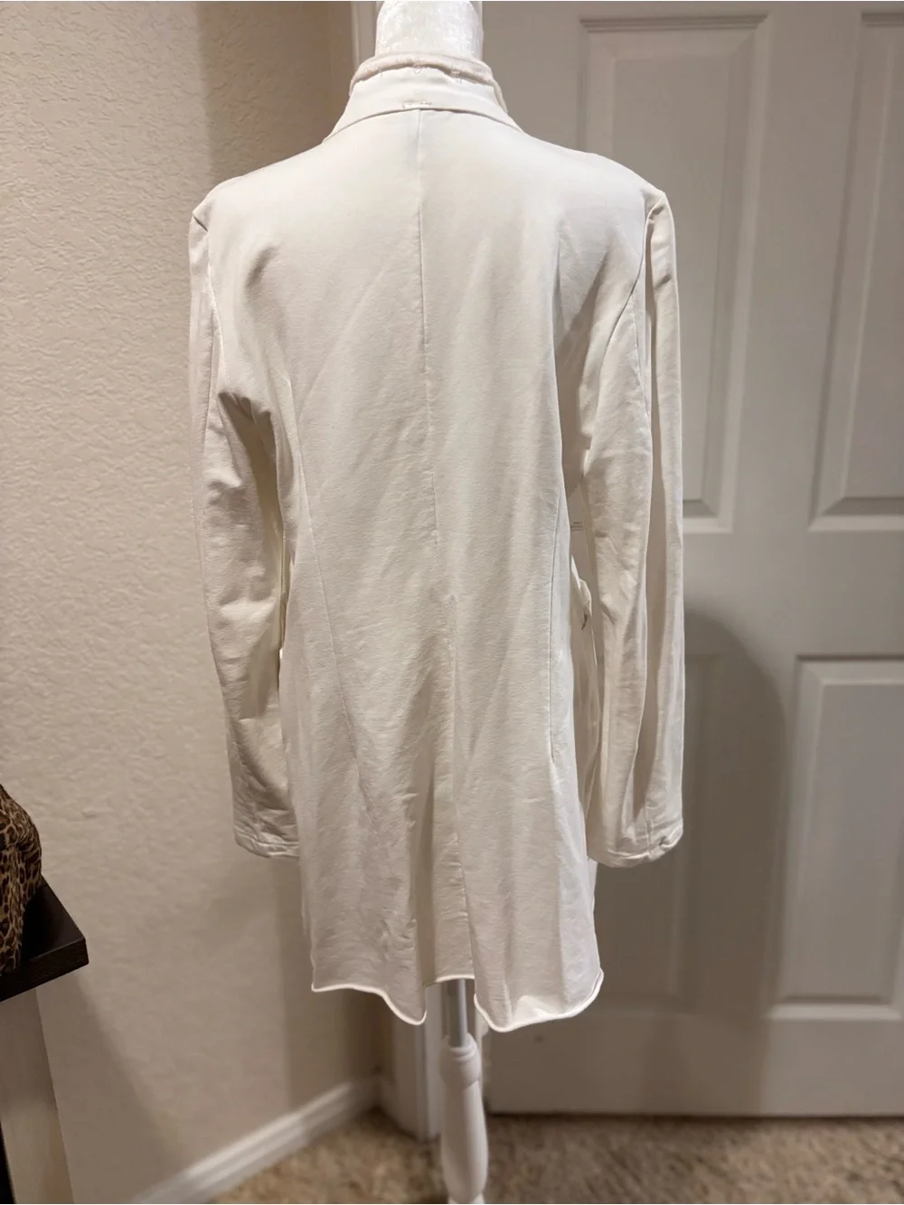 White Military-Style Utility Jacket with Double Row Buttons